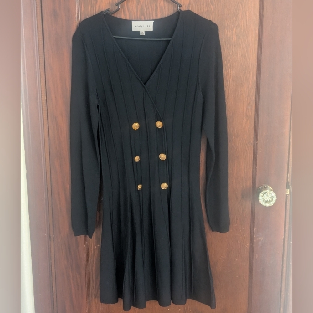 Adelyn Rae Regina Double Breasted Knit Skater Dress Size Medium